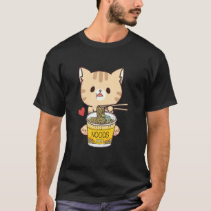 T-shirt Chat mangeant des nouilles de soupe japonaise Udon