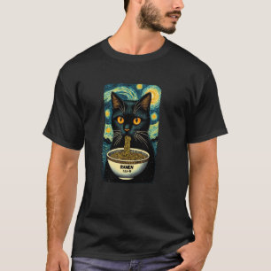 T-shirt Chat Mangeant des Ramen, Nuit Étoilée Van Gogh, Am