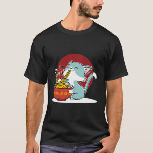T-shirt Chat Manger Japonais Ramen nouilles Soupe Bowl Kaw