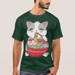 T-shirt Chat Manger Ramen Animaux de compagnie