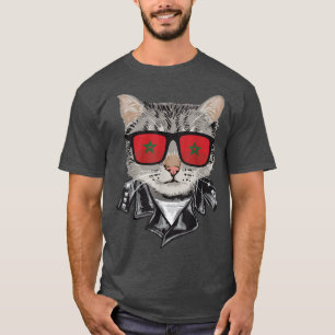 T-shirt Chat Maroc Drapeau Lunettes de soleil Cool Marocai
