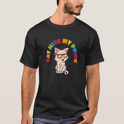 T-shirt Chat Masquer ma fierté LGBTQ Chats Arc-en-ciel des (Devant)