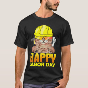 T-shirt Chat Mécanicien Joyeuse Fête du Travail Patriotiqu
