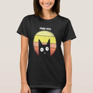 T-shirt Chat méchant   Chat noir Vintage Sunset Halloween 