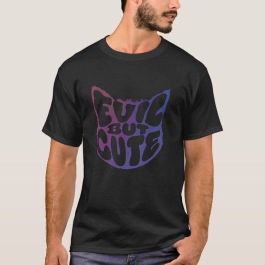 T-shirt Chat méchant mais mignon drôle (Devant)