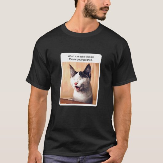 T-shirt Chat Mème Buveur de Café Caféine (Devant)