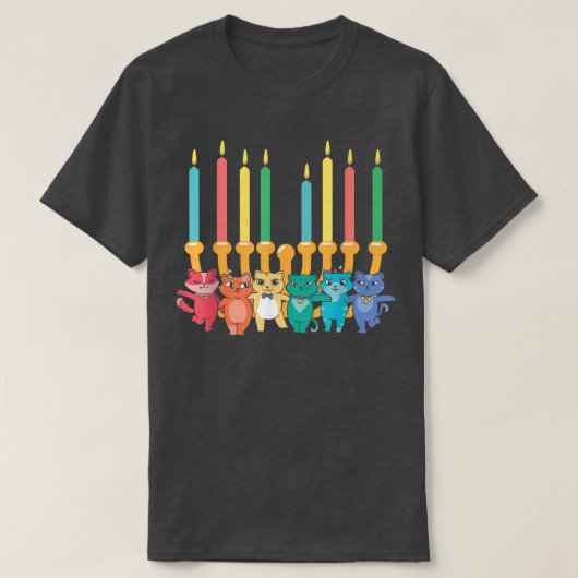 T-shirt Chat Menorah Hanoukka Chanukah Pajama Costume Pour (Design devant)