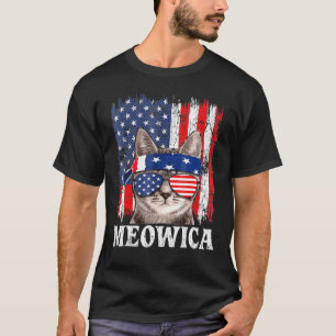 T-shirt Chat Meowica de style vintage 4 juillet Fla améric