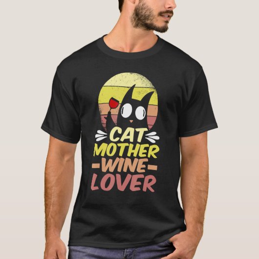 T-shirt Chat Mère Vin Fou Chat Dame (Devant)