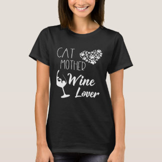T-shirt Chat Mère Vin Lover Coeur Chemise Plein De Pâtes C