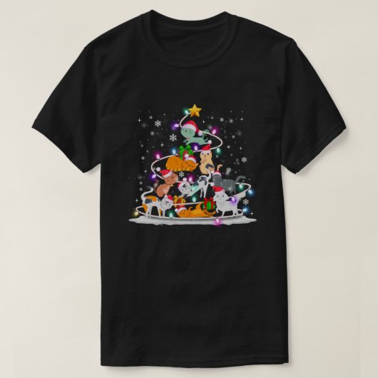 T-shirt Chat mignon Arbre de Noël Amoureux des chats Kitte (Design devant)