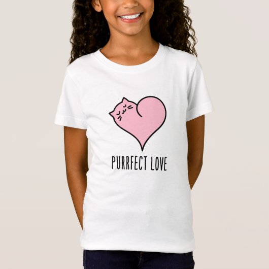 T-Shirt Chat mignon au coeur rose (Devant)