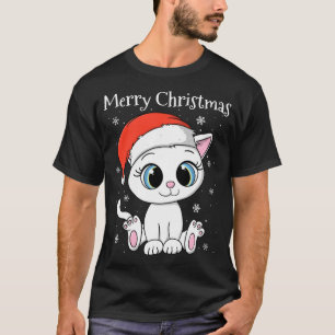 T-shirt Chat mignon avec chapeau de Noël Joyeux Noël