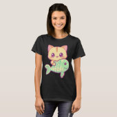T-shirt Chat mignon avec du poisson (Devant entier)