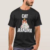 T-shirt Chat mignon avec lumières fées chat grand-mère (Devant)