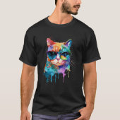 T-shirt Chat mignon avec lunettes de soleil cool pour chat (Devant)