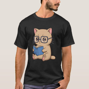 T-shirt Chat Mignon Bibliophile Lisant Drôle Nerd