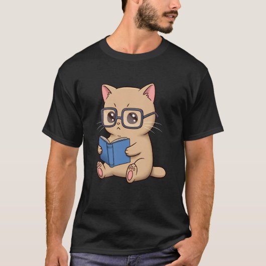 T-shirt Chat Mignon Bibliophile Lisant Drôle Nerd (Devant)