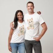 T-shirt Chat Mignon Buvant du Café (Unisexe)