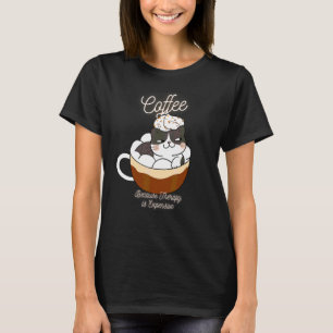 T-shirt Chat Mignon  Café Parce Que La Thérapie Est Chère 