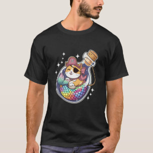 T-shirt Chat Mignon Chat Mermaid Pirate Fête Halloween Fil