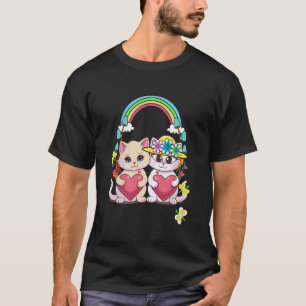 T-shirt Chat Mignon Chaton Saint-Valentin Enfants Cœur Rét