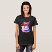 T-shirt Chat mignon coeurs Saint-Valentin (Devant entier)