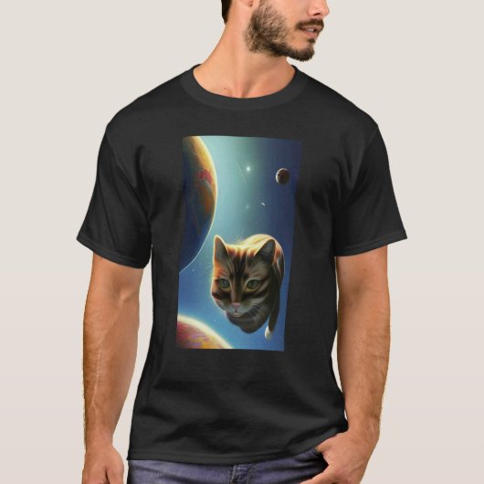 T-shirt Chat Mignon dans l'Espace (Devant)