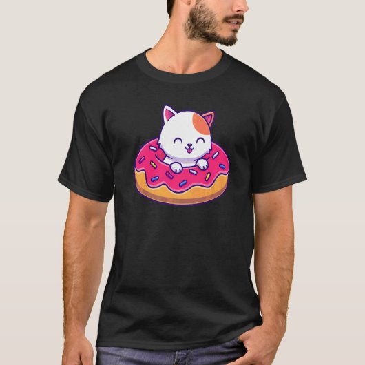 T-shirt Chat Mignon Dans Un Beignet (Devant)