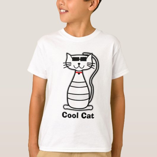 T-shirt Chat mignon de bande dessinée de chat frais avec (Devant)
