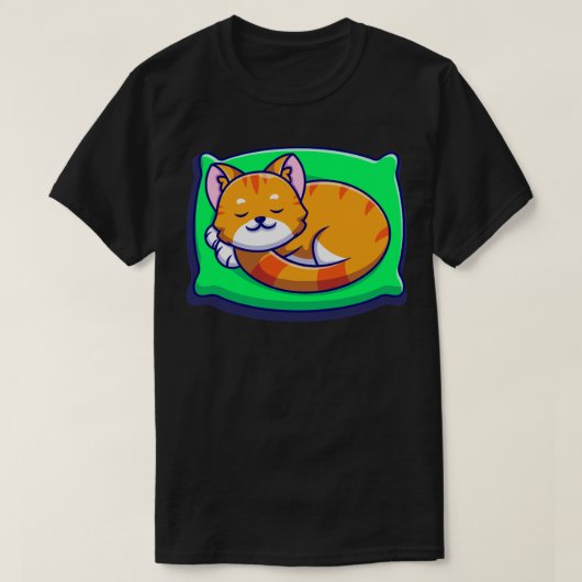 T-shirt Chat Mignon Dormant Sur Un Oreiller Dessin Animé1 (Design devant)
