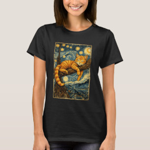 T-shirt Chat mignon endormi inspiré de La Nuit étoilée de
