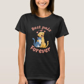 T-shirt Chat mignon et Chien heureux. Les meilleurs amis p (Devant)