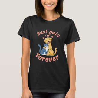 T-shirt Chat mignon et Chien heureux. Les meilleurs amis p