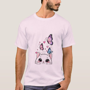 T-Shirt Chat Mignon et Papillon