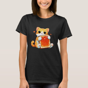 T-shirt Chat mignon étreignant toast à la confiture drôle