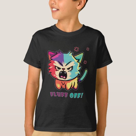T-shirt Chat mignon fâché en train de baiser Fluff Off. (Devant)