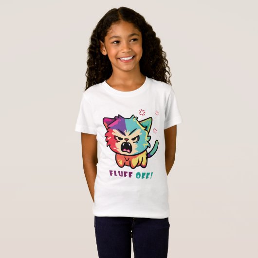 T-Shirt Chat mignon fâché en train de baiser Fluff Off. (Devant entier)