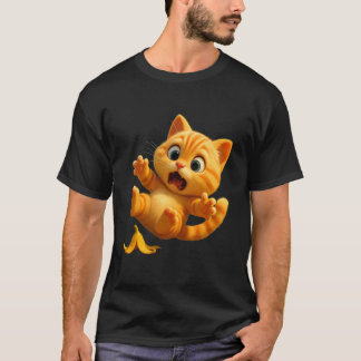 T-shirt Chat Mignon Glissant sur une Banane, L'Animé Adora