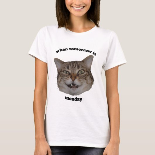 T-shirt Chat Mignon Grincheux Personnalisé Quand Demain C' (Devant)