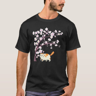 T-shirt Chat mignon japonais Kitten Cerisier Fleurs Arbre 