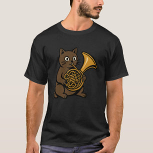 T-shirt Chat Mignon Jouant de la Musique de Cor d'Harmonie