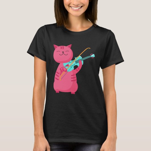 T-shirt Chat Mignon Jouant du Violon (Devant)
