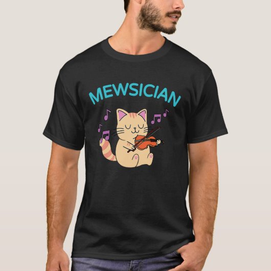 T-shirt Chat Mignon Jouant du Violon (Devant)