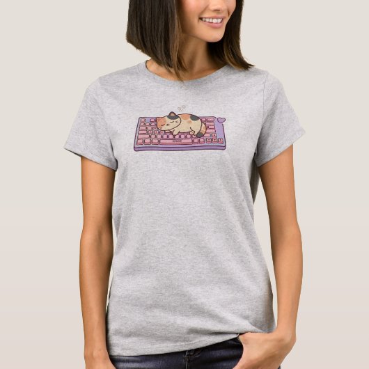 T-shirt chat mignon Kawaii Clavier (Devant)