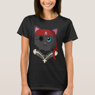 T-shirt Chat mignon Kitten Pirate Poissons Os Halloween En