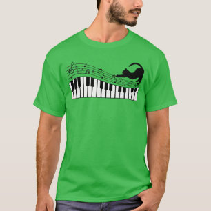 T-shirt Chat Mignon Kitty Jouant Clavier Musique Clé Piani