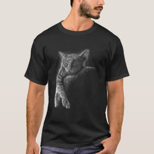 T-shirt Chat Mignon Lune Réaliste Chat Lune 3 Loups Chat M