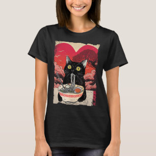 T-shirt Chat mignon mangeant des nouilles Ramen Ramen est