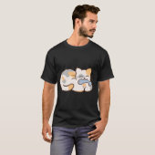 T-shirt chat mignon mangeant du poisson (Devant entier)